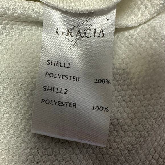 Gracia White Crew Neck Sleeveless Pleated Cape Blouse Size M - Picture 5 of 8